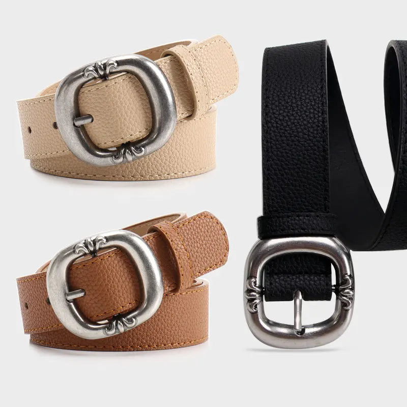 Women's Oval Buckle Belt Flat Strap – Office Wear