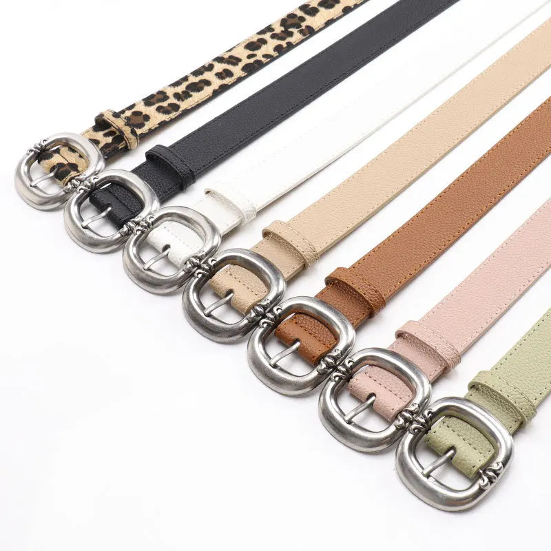Women's Oval Buckle Belt Flat Strap – Office Wear