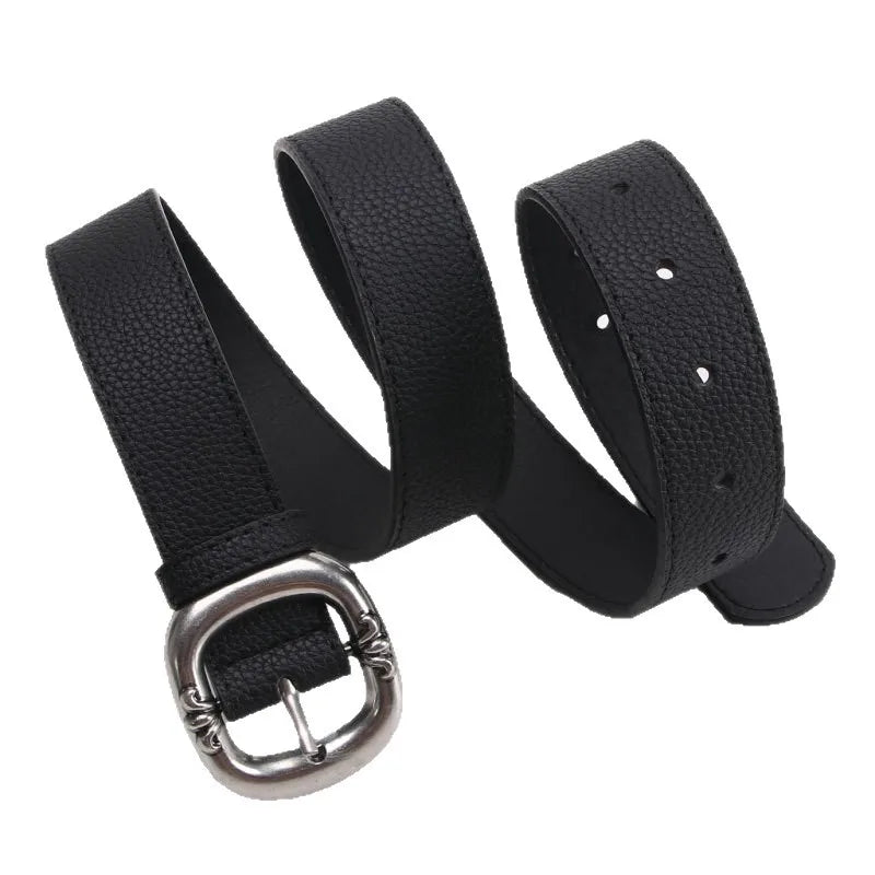 Women's Oval Buckle Belt Flat Strap – Office Wear