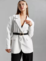 Women's Oval Buckle Belt Narrow Strap – Street Style Accessory