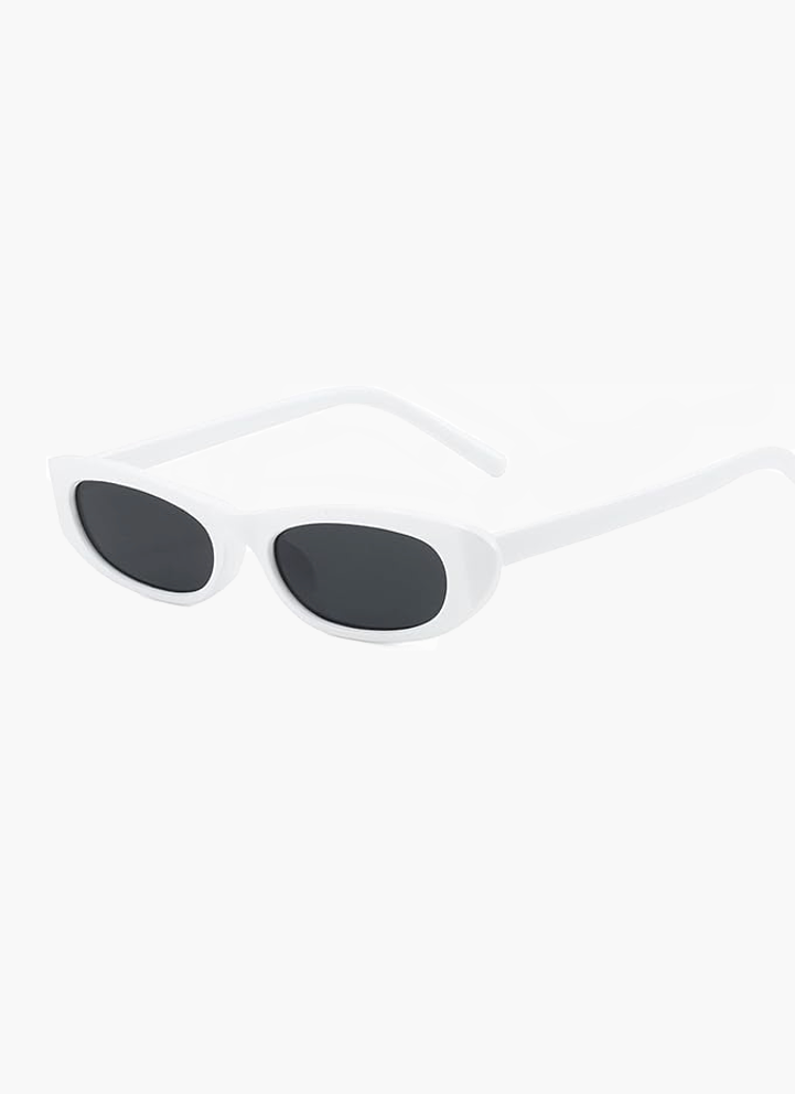 Women's Oval Sunglasses Black Narrow Frame Tinted Lens – Beach Vacation