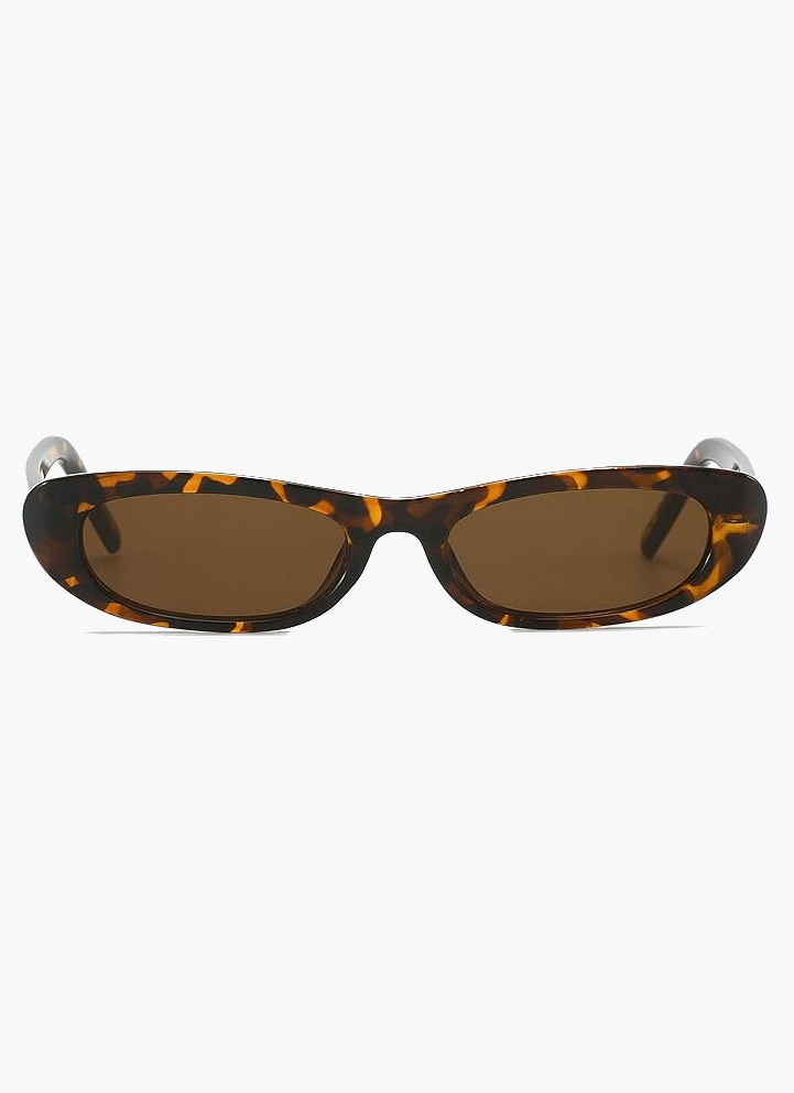 Women's Oval Sunglasses Black Narrow Frame Tinted Lens – Beach Vacation