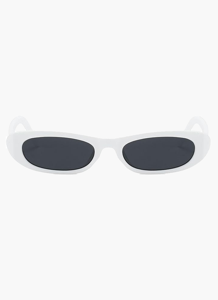 Women's Oval Sunglasses Black Narrow Frame Tinted Lens – Beach Vacation