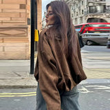 Women's Oversized Bomber Jacket Cropped Zip Front Drop Shoulder – Travel