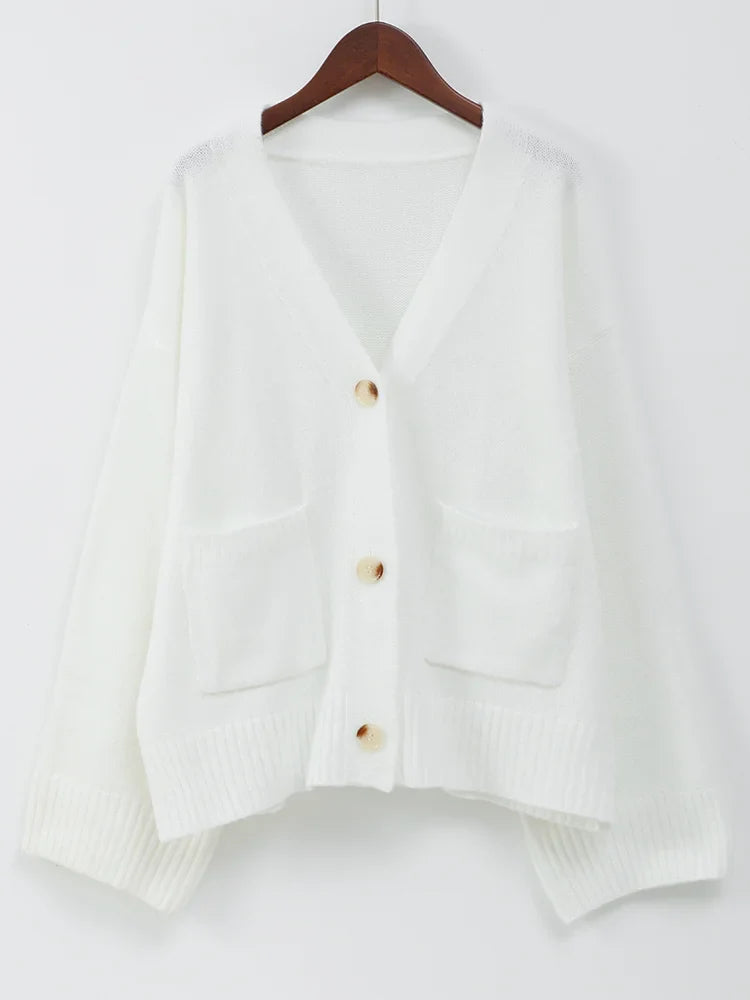 Women's Oversized Button Cardigan V-Neck Long Sleeve - Workwear