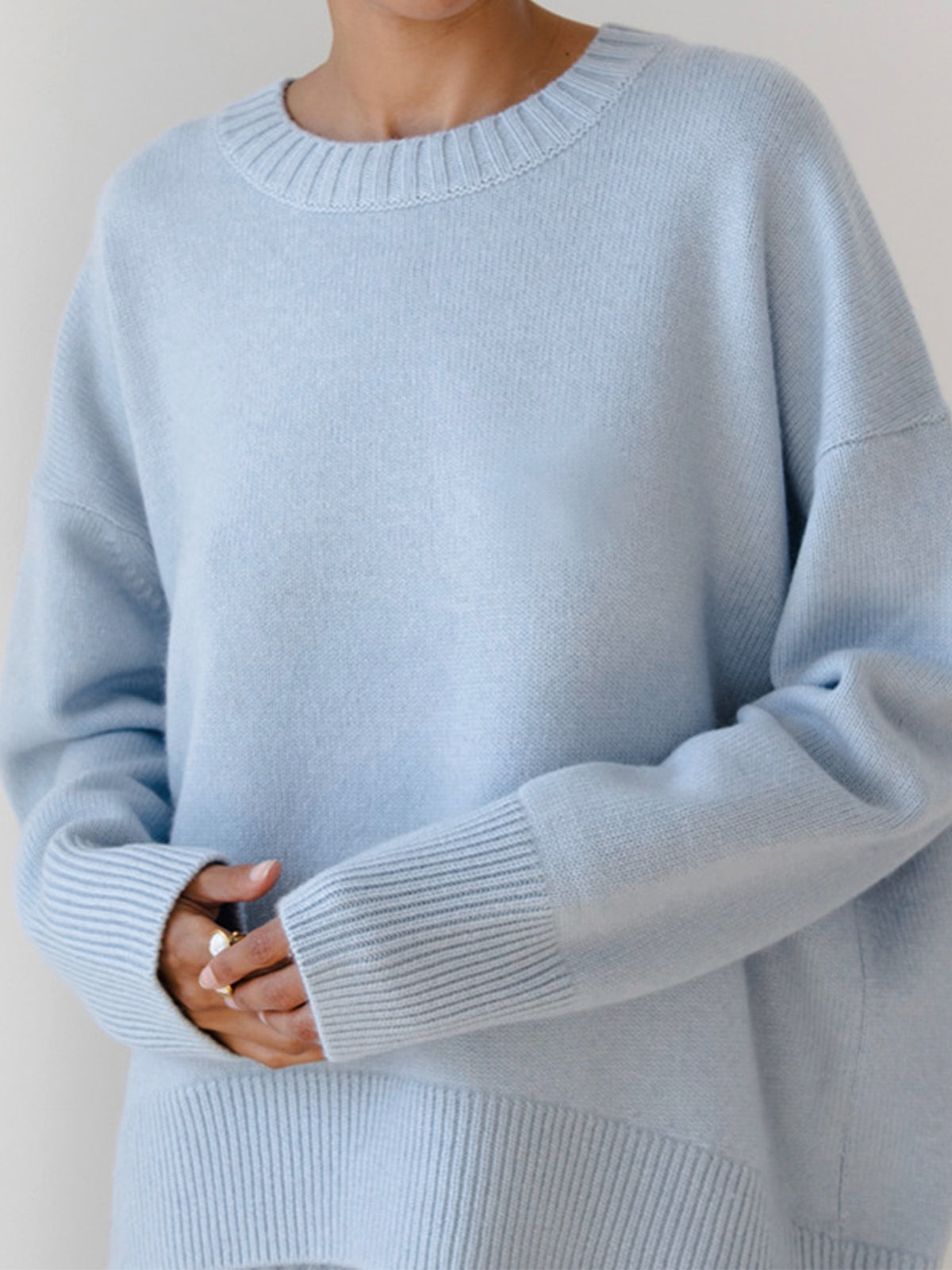 Women's Oversized Cable Knit Sweater Long Sleeve Round Neck – Brunch Date