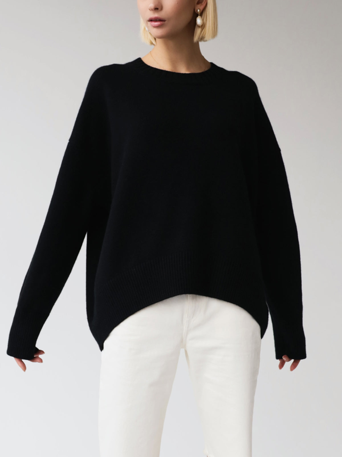 Women's Oversized Cable Knit Sweater Long Sleeve Round Neck – Brunch Date