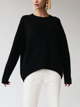 Women's Oversized Cable Knit Sweater Long Sleeve Round Neck – Brunch Date