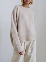 Women's Oversized Cable Knit Sweater Long Sleeve Round Neck – Brunch Date