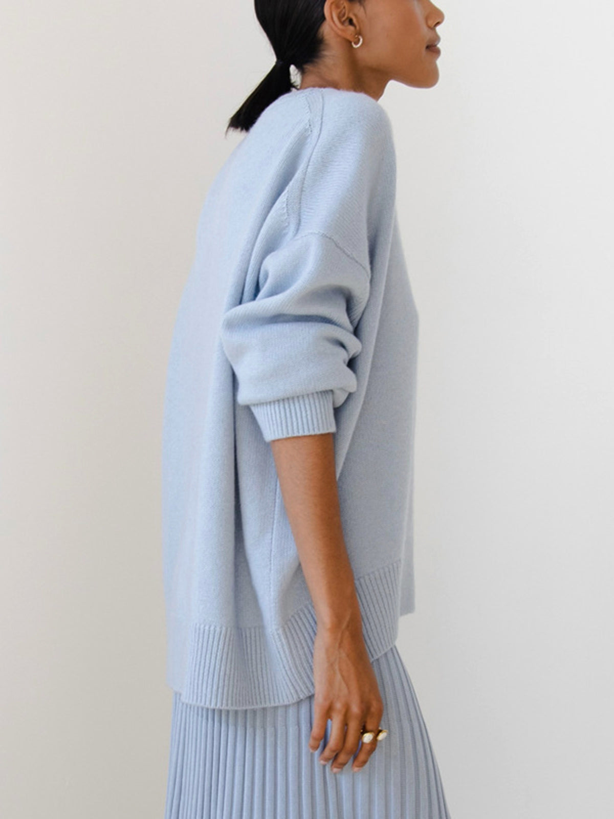 Women's Oversized Cable Knit Sweater Long Sleeve Round Neck – Brunch Date