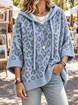 Women’s Oversized Hoodie Animal Print Drawstrings Wide Sleeves Ribbed Trim – Outdoor Art Fairs