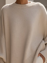Women's Oversized Sweater Round Neck Dolman Sleeve Ribbed Trim – Gallery Visit