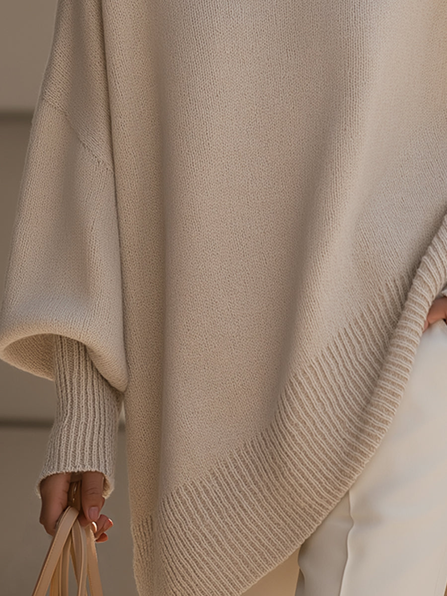Women's Oversized Sweater Round Neck Dolman Sleeve Ribbed Trim – Gallery Visit