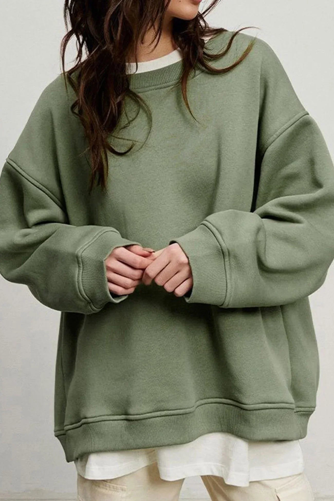 Women's Oversized Sweater Round Neck Dropped Shoulder Long Sleeve – Study Sessions
