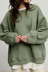 Women's Oversized Sweater Round Neck Dropped Shoulder Long Sleeve – Study Sessions