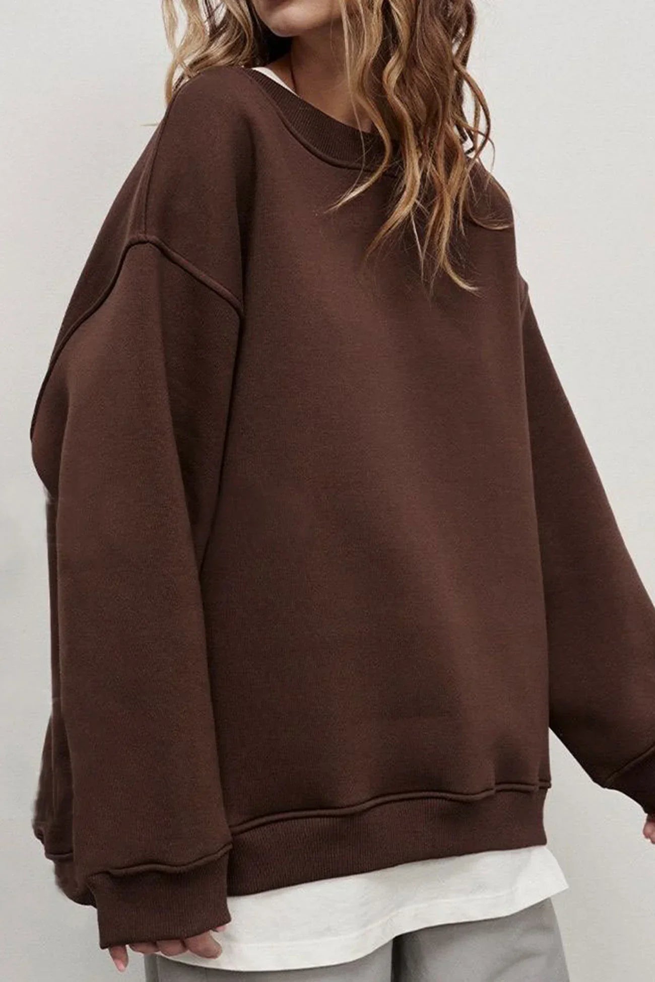 Women's Oversized Sweater Round Neck Dropped Shoulder Long Sleeve – Study Sessions