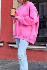 Women's Oversized Sweater Round Neck Dropped Shoulder Long Sleeve – Study Sessions