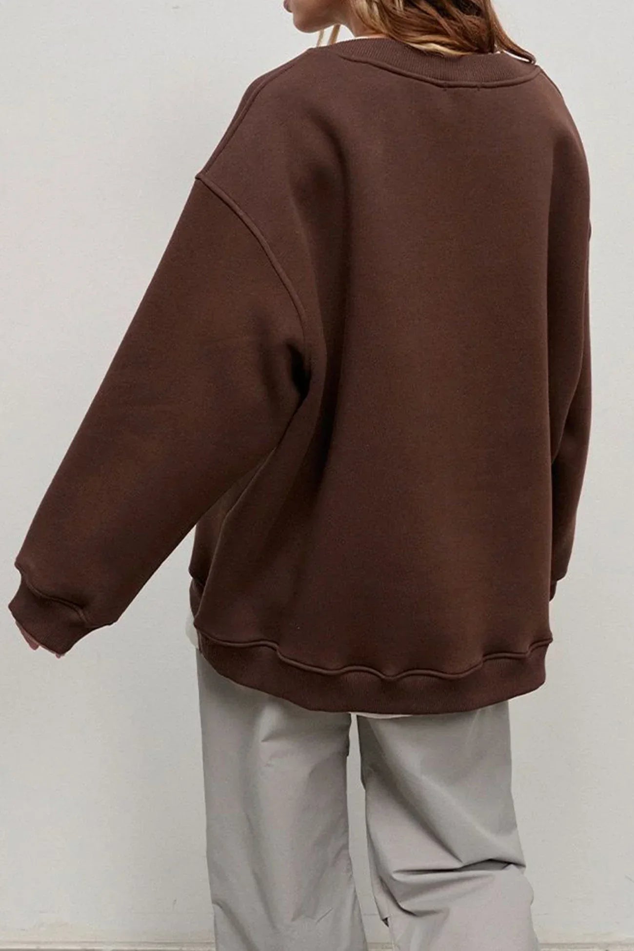 Women's Oversized Sweater Round Neck Dropped Shoulder Long Sleeve – Study Sessions