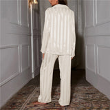 Women's Pajama Set Striped Button Front Long Sleeve – Sleepwear
