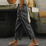 Women’s Pants Elastic Waist Lattice Side Trim Patch Pocket – Seaside Markets
