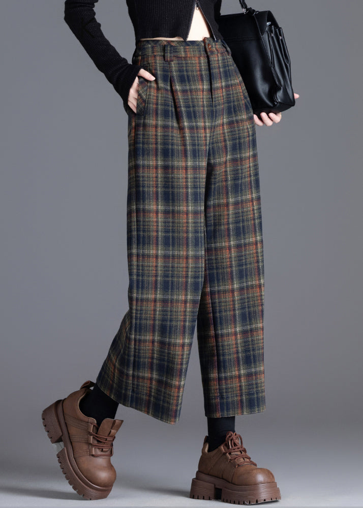 Women’s Pants Pleated Front Wide Leg Plaid Pattern – Campus Visits