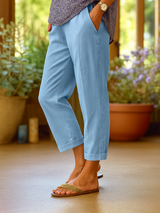 Women's Pants Tapered Leg Cuffed Hem Side Pocket – Garden Walks