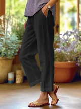 Women's Pants Tapered Leg Cuffed Hem Side Pocket – Garden Walks
