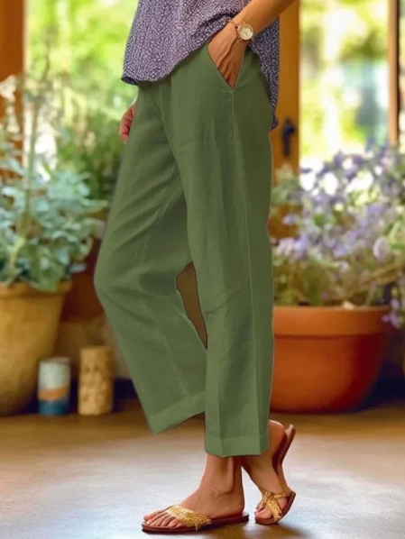 Women's Pants Tapered Leg Cuffed Hem Side Pocket – Garden Walks