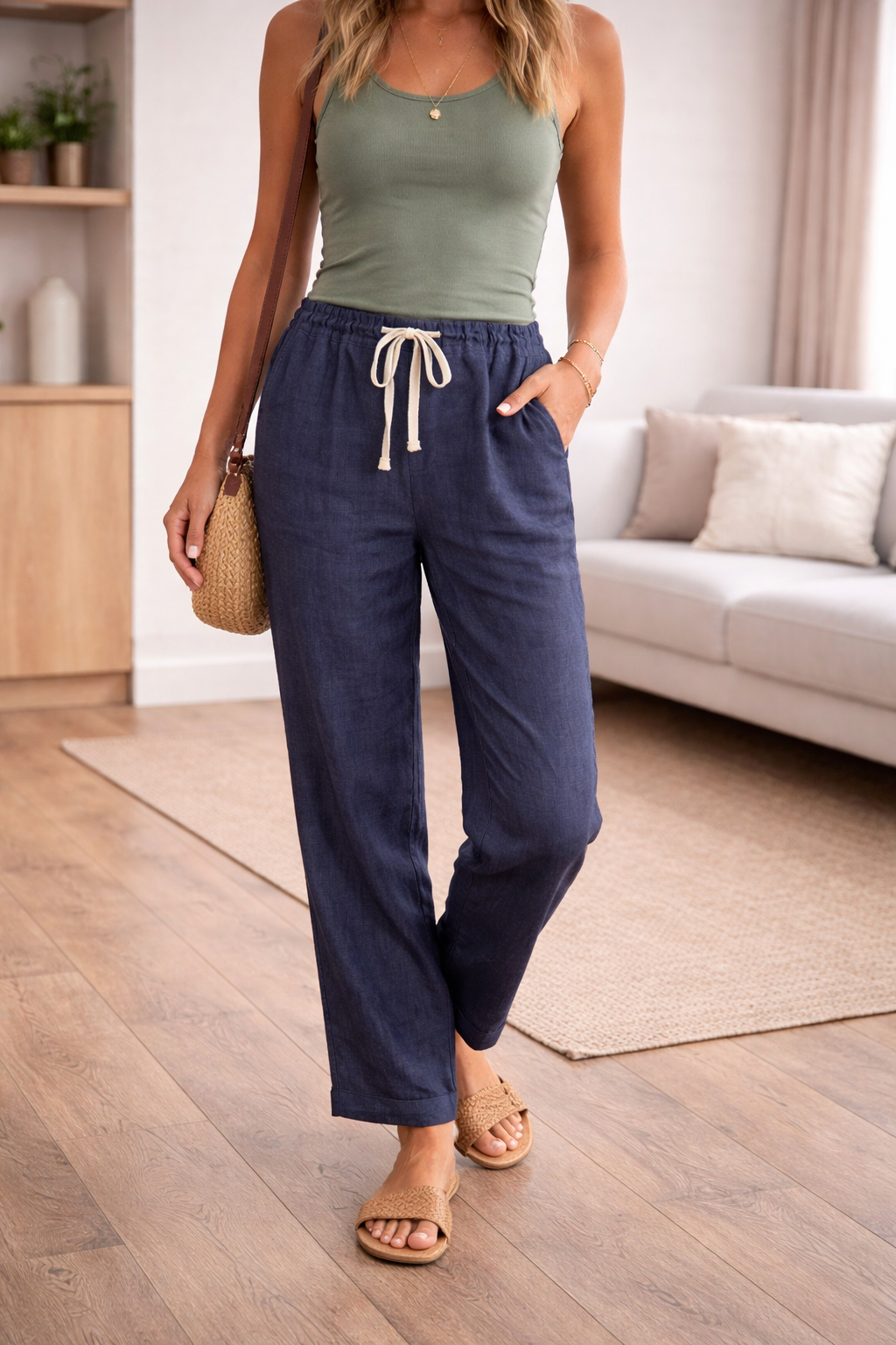 Women's Pants Wide Leg Drawstring Side Pockets – Resort Daytime