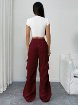 Women's Parachute Pants Cargo Pocket Drawstring Wide Leg – Night Out