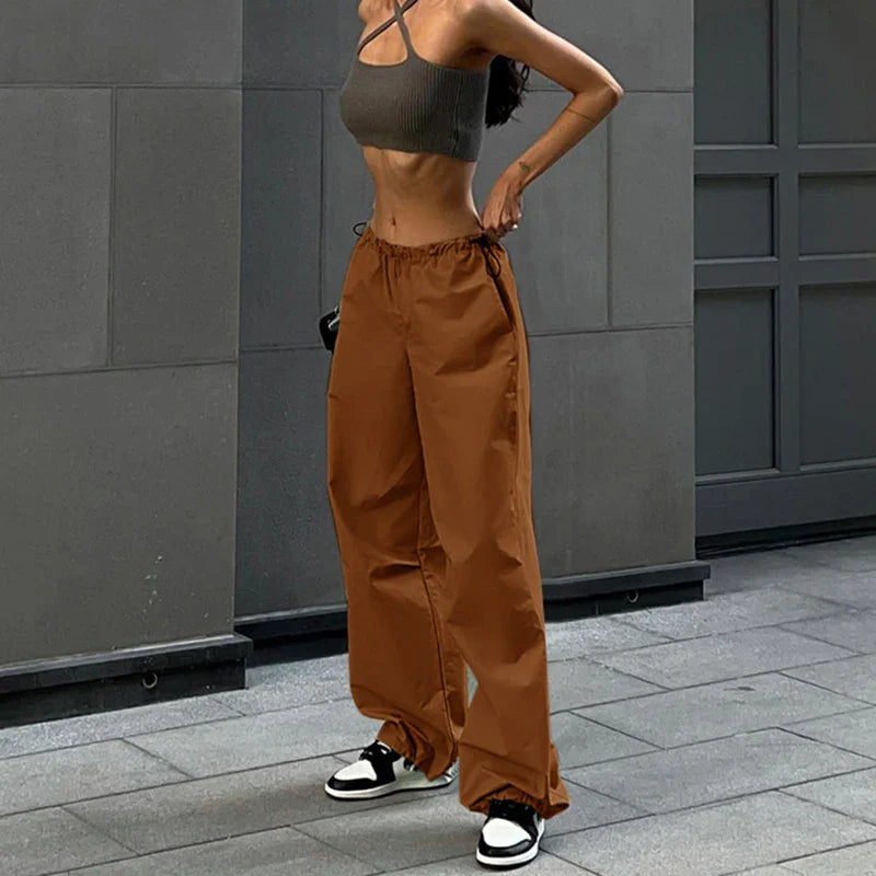 Women's Parachute Pants Wide Leg Elastic Waist – Going Out