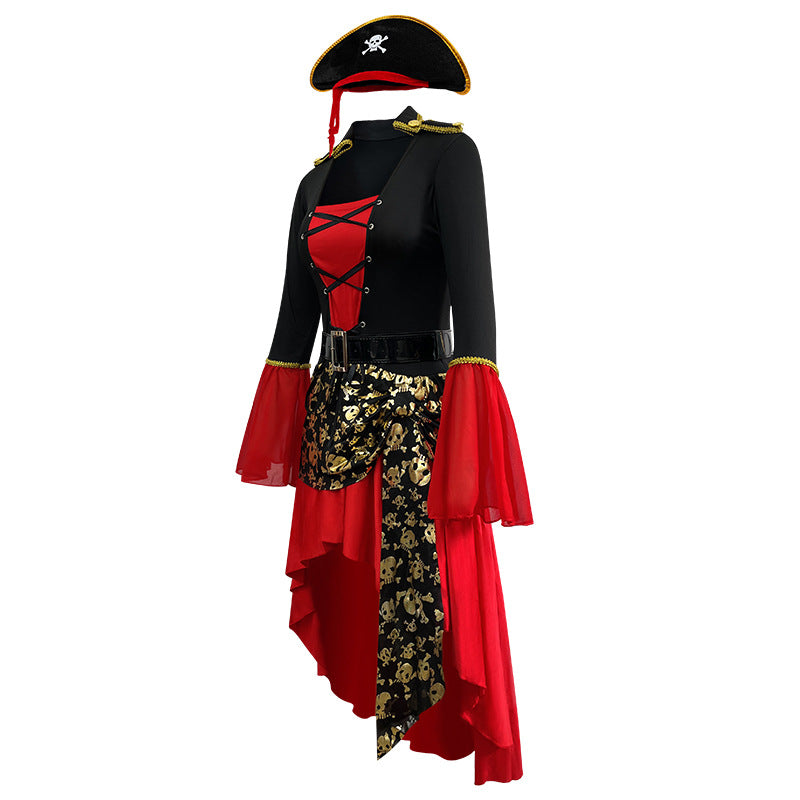 Women's Pirate Costume Long Sleeves Lace-Up Hat – Halloween Party