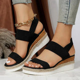 Women's Platform Espadrille Sandals Open Toe Elastic Strap – Beach Vacation