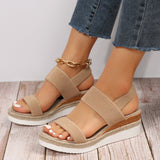Women's Platform Espadrille Sandals Open Toe Elastic Strap – Beach Vacation