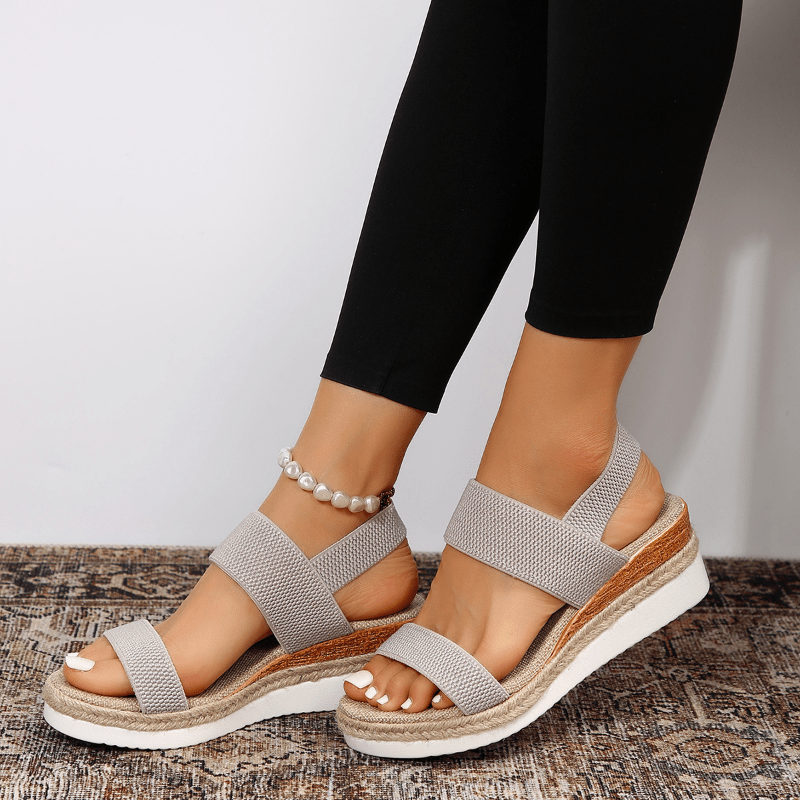 Women's Platform Espadrille Sandals Open Toe Elastic Strap – Beach Vacation