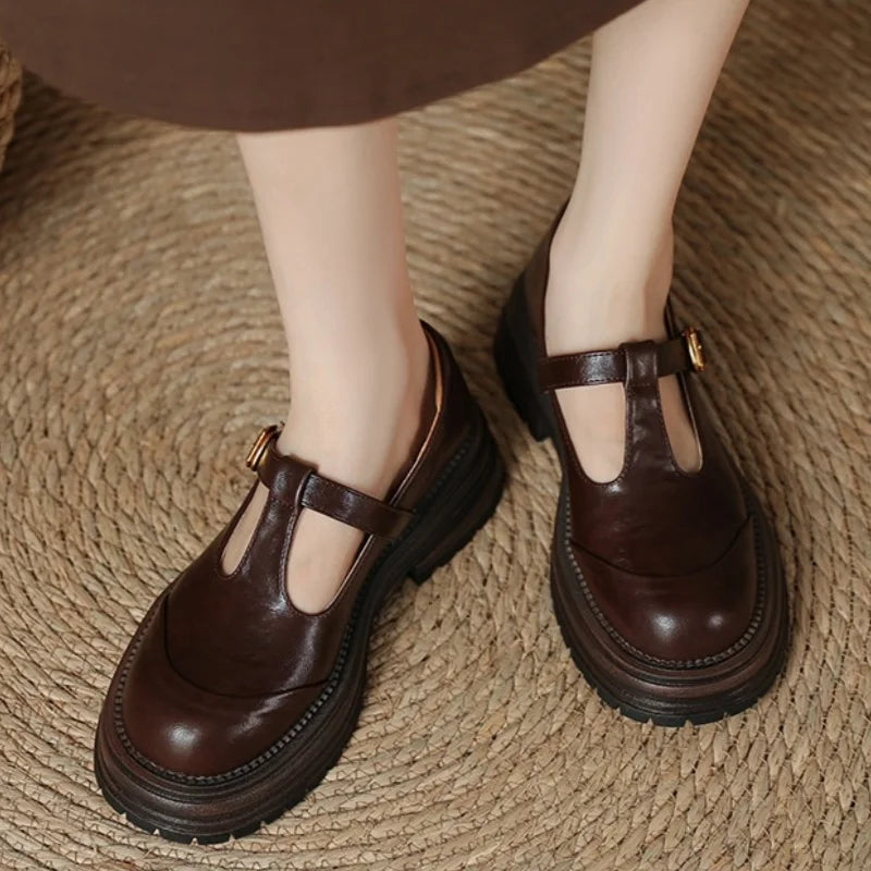 Women's Platform Mary Jane Shoes Closed Toe T-Strap – Casual Wear