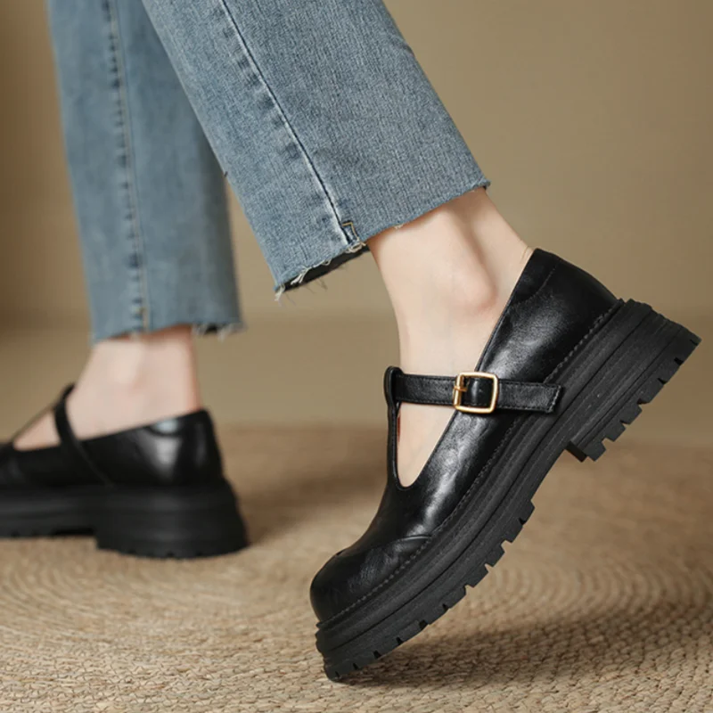 Women's Platform Mary Jane Shoes Closed Toe T-Strap – Casual Wear
