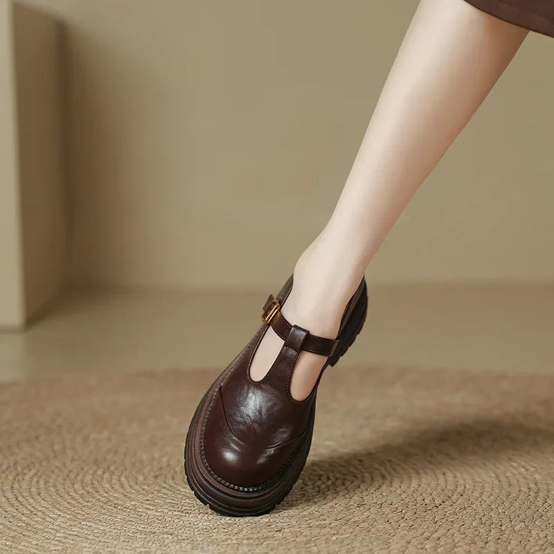 Women's Platform Mary Jane Shoes Closed Toe T-Strap – Casual Wear