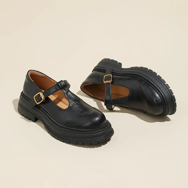 Women's Platform Mary Jane Shoes Closed Toe T-Strap – Casual Wear