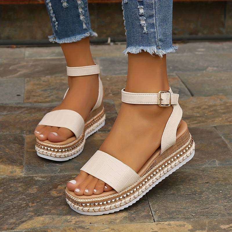 Women's Platform Sandals Open Toe Ankle Strap – Beach Vacation Summer