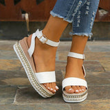Women's Platform Sandals Open Toe Ankle Strap – Beach Vacation Summer