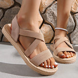 Women's Platform Sandals Open Toe Criss Cross Strap Braided Sole – Summer Beach Party