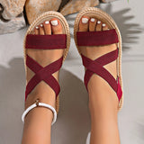 Women's Platform Sandals Open Toe Criss Cross Strap Braided Sole – Summer Beach Party