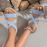 Women's Platform Sandals Open Toe Criss Cross Strap Braided Sole – Summer Beach Party