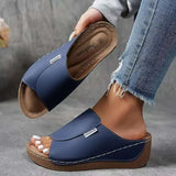 Women's Platform Slide Sandals Black Open Toe Slip On - Casual Summer