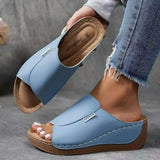 Women's Platform Slide Sandals Black Open Toe Slip On - Casual Summer