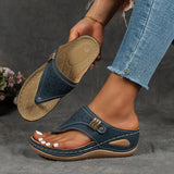 Women's Platform Slide Sandals Buckle Strap Open Toe - Going Out