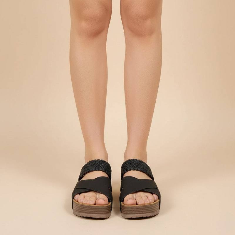Women's Platform Slide Sandals Cross Strap Open Toe – Beach Vacation Summer