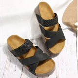 Women's Platform Slide Sandals Cross Strap Open Toe – Beach Vacation Summer