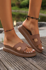 Women's Platform Slide Sandals Cutout Strap Open Toe – Weekend Wear